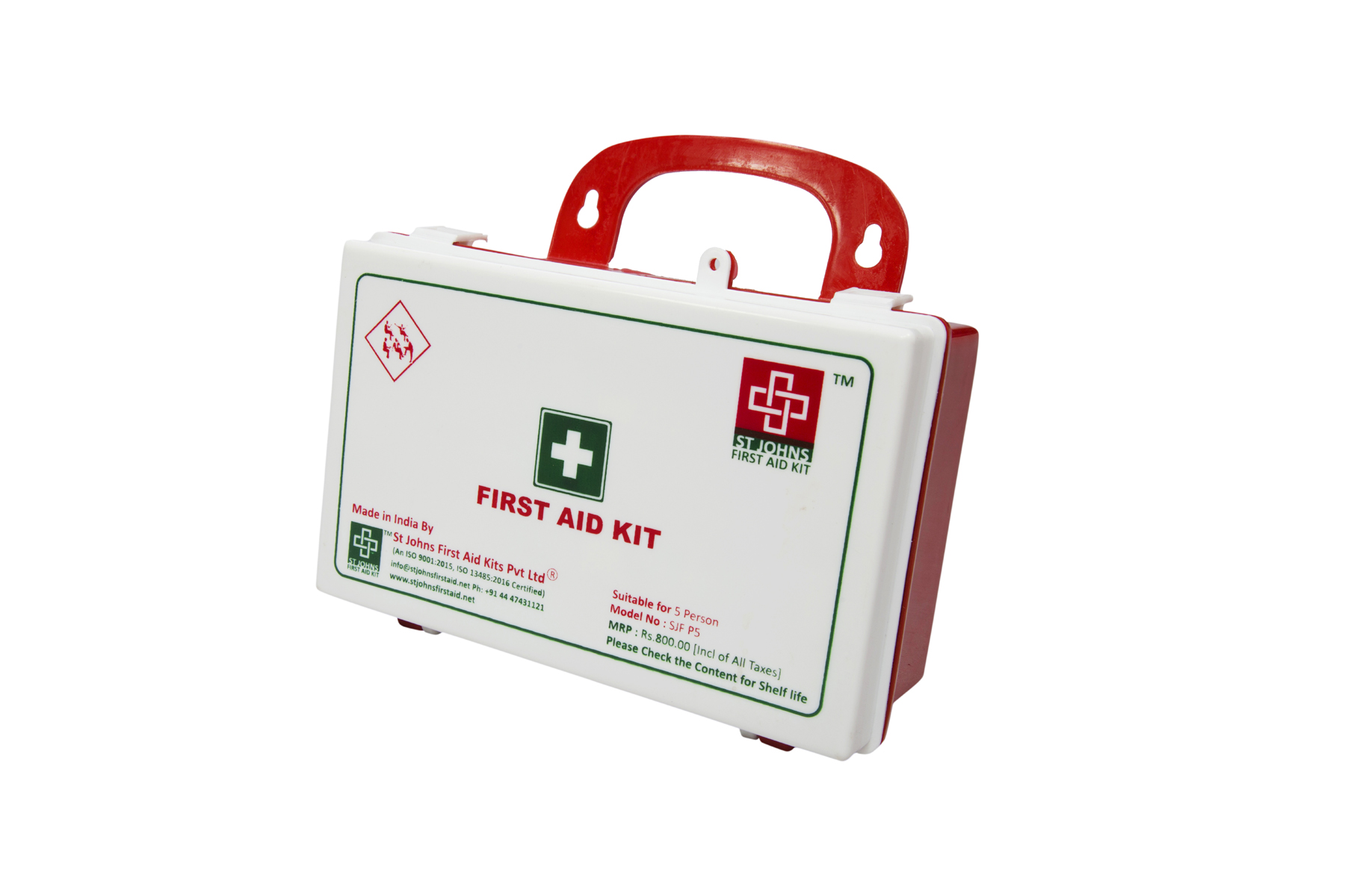 Workplace First Aid Kit Small – St Johns First Aid – Plastic box Wall Mounted