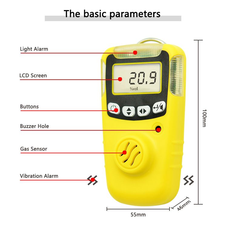 Portable Oxygen Gas / Single Gas Alarming Detector